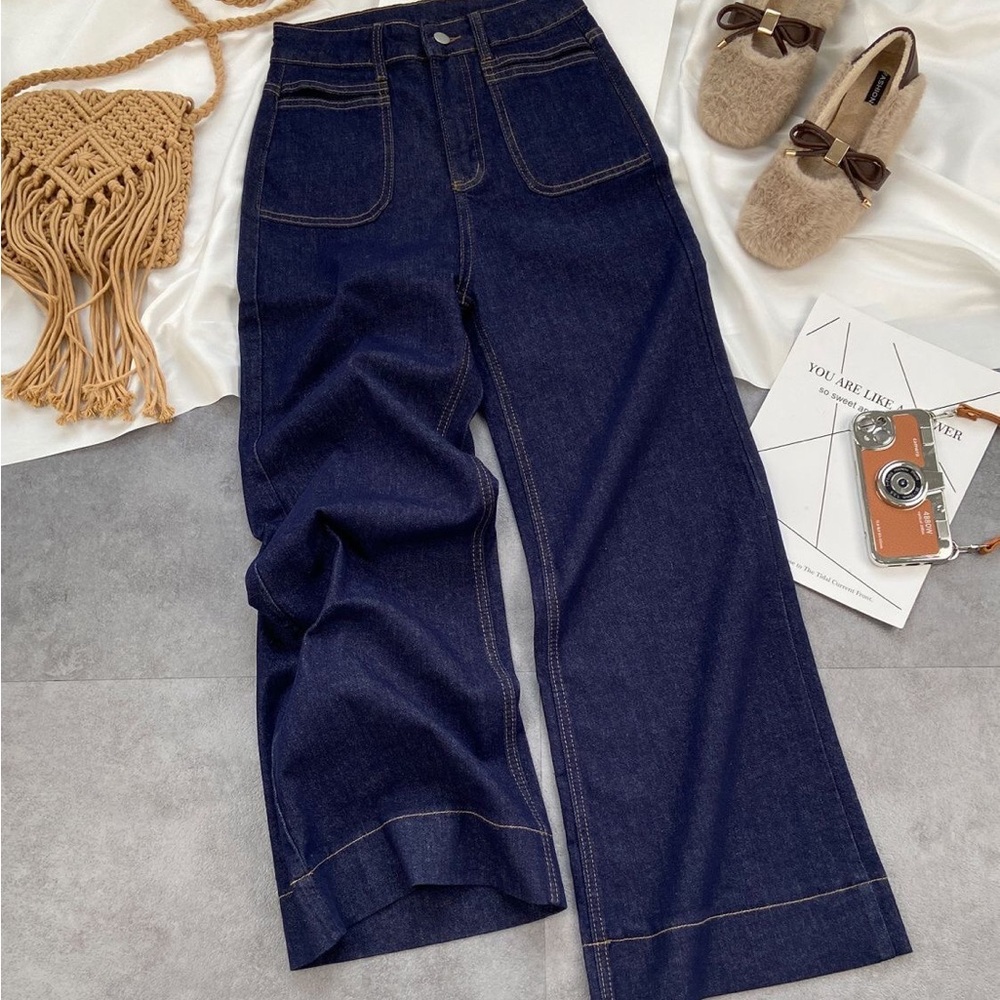 SHEIN Deep Indigo Flare Jeans
